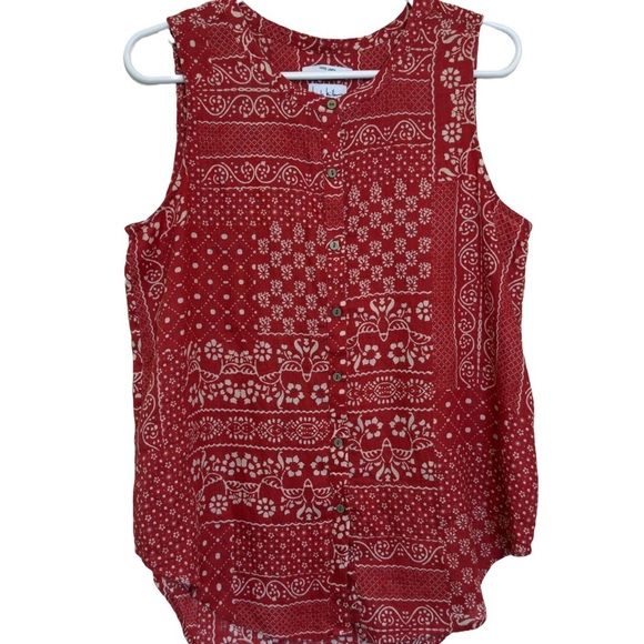 NICOLE MILLER 100% Linen Red Sleeveless Top- Size S - Picture 1 of 6